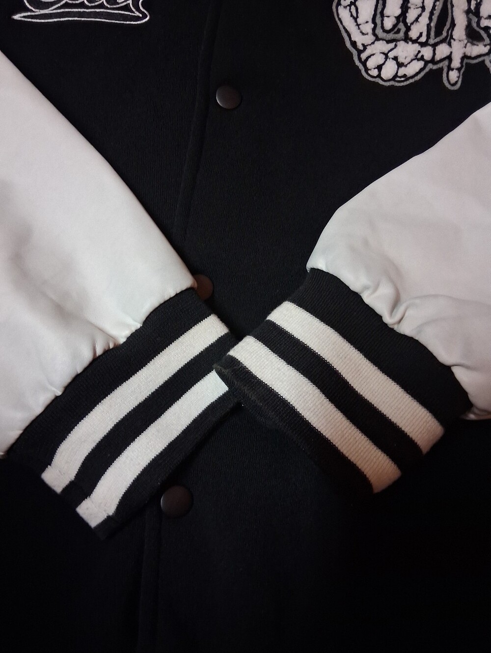 Original Deluxe LA Skeleton Black and White Striped Collar Jacket Sz XL Preowned - Picture 3 of 11